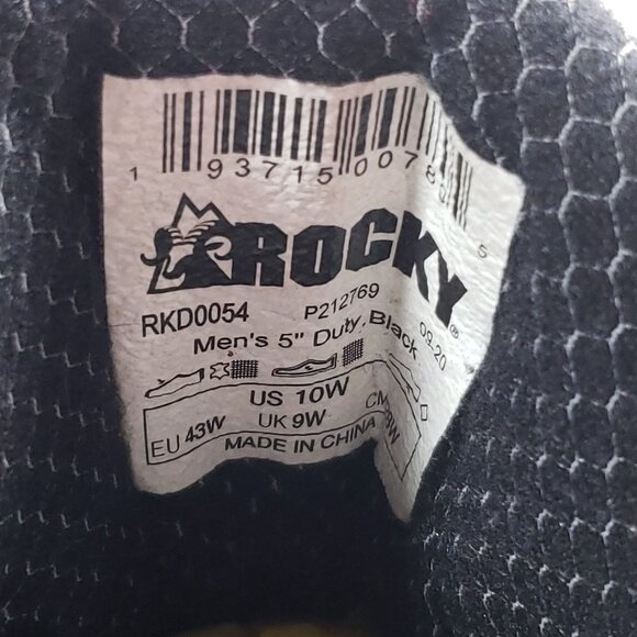 Rocky Mens 5" Duty Boots Size 10W Black Leather & Mesh Upper - Picture 9 of 9